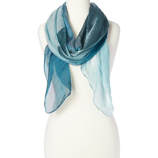 Blue White Tone Floral Flower Print Fashion Neck Scarf Head Wrap Accessories